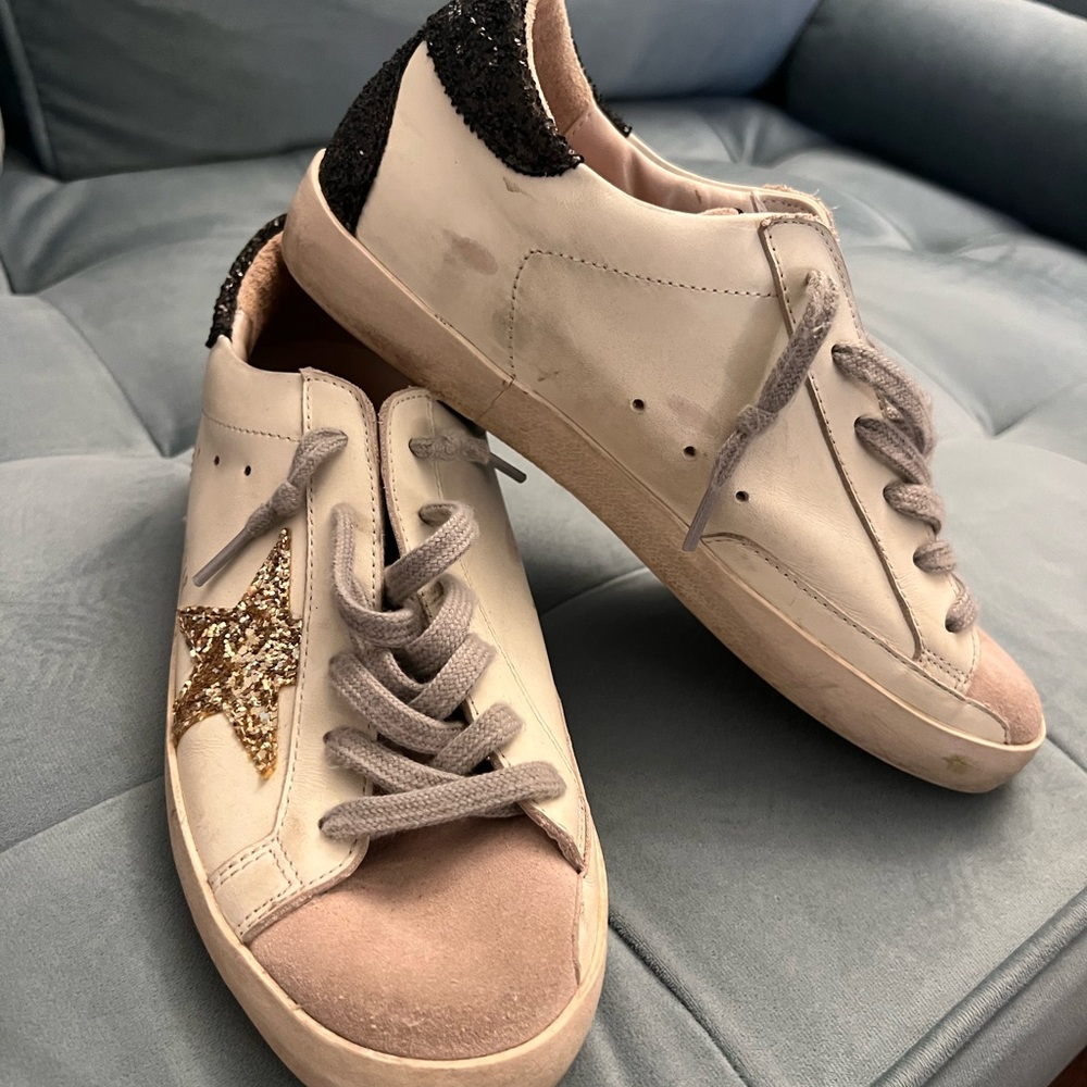 Golden Goose White and Gold Star Sneakers 38EU/7.5
